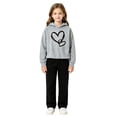 thumbnail image 2 of Coerni Girls Boys Graphic 2 Piece Outfits Heart Print Pullover Hoodie Sweatpants Fleece Sweatsuit Fall Winter Clothing Set Tracksuit, 2 of 6