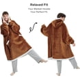 thumbnail image 2 of Cozy Comfort Oversized Wearable Giant Pocket Blanket Hoodie for Men Indoors and Outdoors, Sherpa Fleece Hooded Blanket for Adult, Brown, 2 of 6