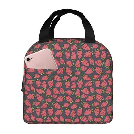 Insulated Lunch Bag for Women Men - Cute strawberry A Leakproof Cooler Lunch Box for Women Men  Lunch Tote Bags for Work School Picnic Travel