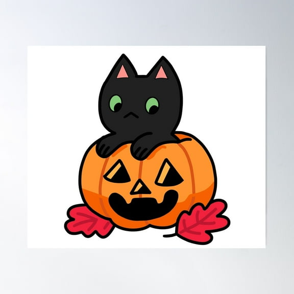 Pumpkin Cat Poster Wall Art, Modern Wall Decor For Living Room Bedroom, 8x12 UNFRAMED