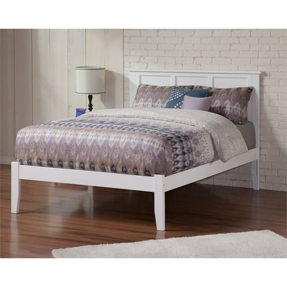 AFI Madison King Solid Wood Platform Bed with USB Charging Station in White