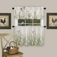 thumbnail image 2 of 3 Piece Kitchen Curtains Tiers and Valances Set, Dandelion Flower Leaves Vintage Spring Daisy Watercolor Floral Botanical Short Rod Pocket Window Curtain for Bedroom, Bathroom, 2 of 6