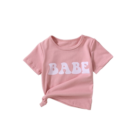 Bagilaanoe Toddler Girls T-Shirts Letter Print Short Sleeve Tees 6M 12M 2T 3T 4T 5T Kids Summer Casual Fashion Tops