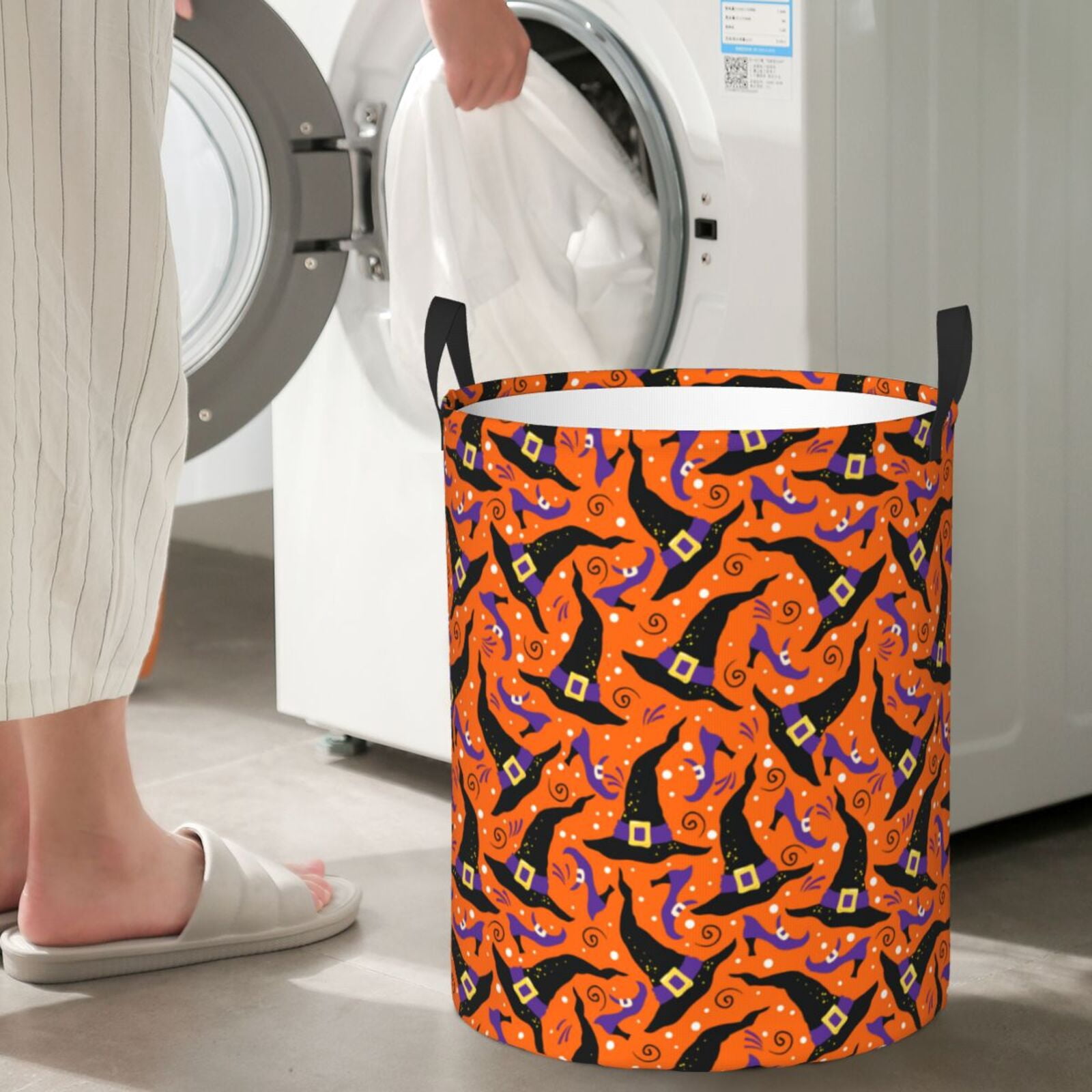 Large Laundry Basket with Handles - halloween hat Patterns Kids Baby Dirty Clothes Laundry Hamper for Bedroom Aesthetic