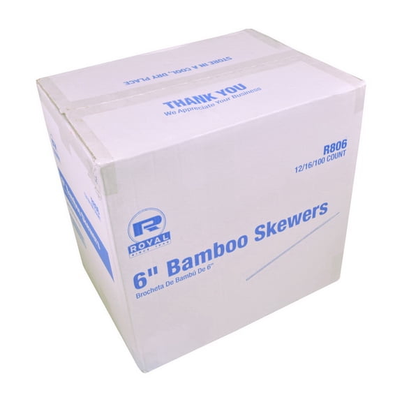 Royal 6" Disposable Bamboo Skewers, Case of 19,200