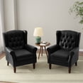 thumbnail image 6 of UIXE Wingback Accent Chair Set of 2, PU Leather Upholstered Armchair for Living Room Arm Chair, Black, 6 of 7