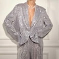 thumbnail image 5 of JGGSPWM Women's Sequin Blazer Casual Lightweight Open Front Glitter Suit Jackets Long Sleeve Fashion Sparkly Party Jacket Gray XL, 5 of 5