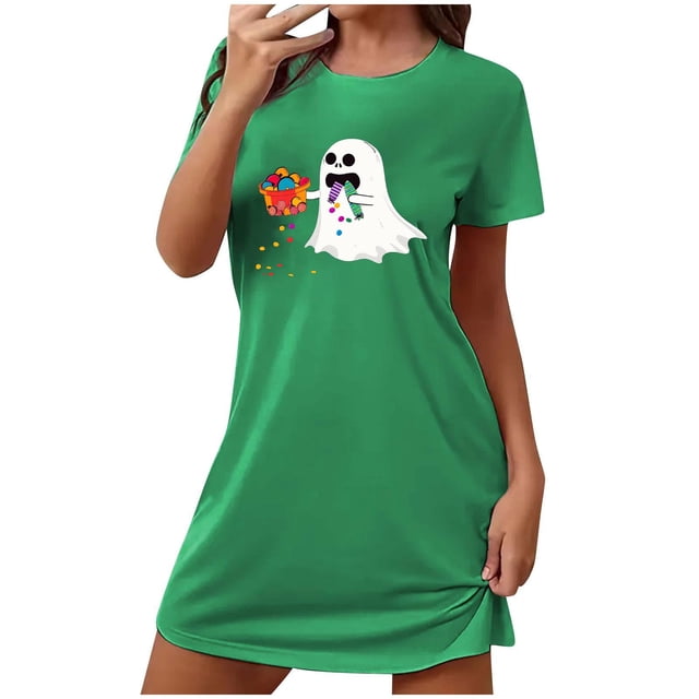 Camisón corto de talla grande para mujer, camisón de manga corta con estampado de pecho a la moda, camisón para mujer