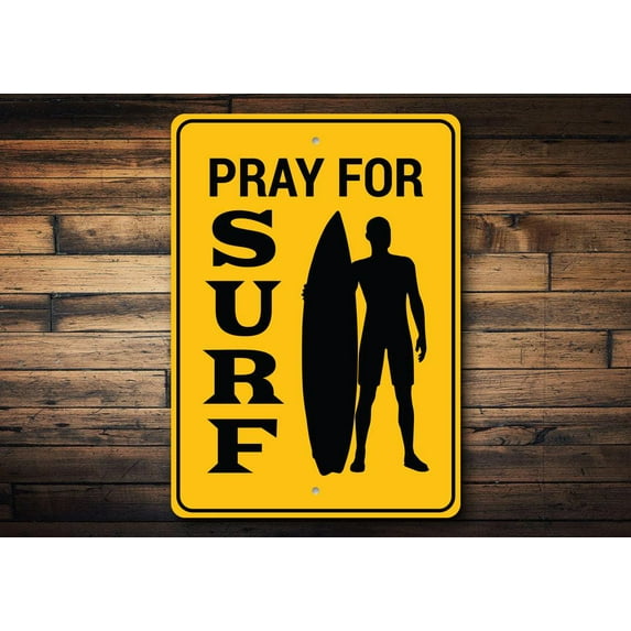 Pray for Surf Novelty Sign, Metal Wall Decor - 10x14 inches