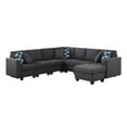 thumbnail image 5 of Pemberly Row Seven Seat Reversible Fabric Sectional Sofa with Ottoman-Dark Gray, 5 of 14
