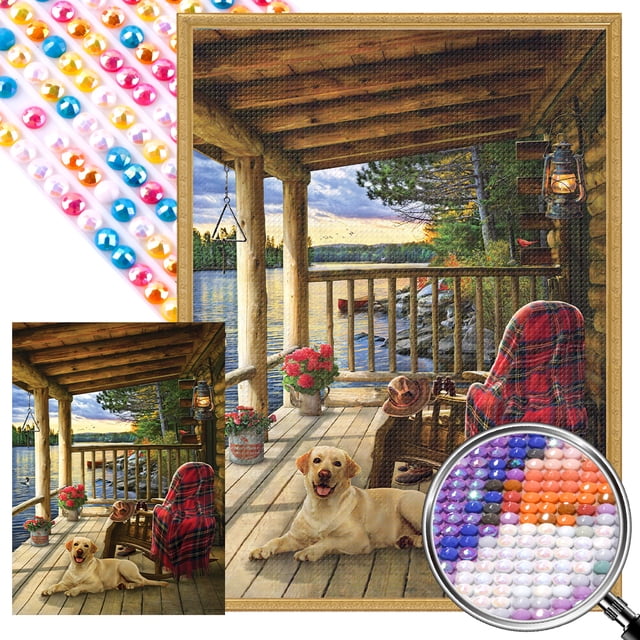 5D DIY Taladro Parcial AB Diamante Pintura Valla Perro Descansando 45x60cm