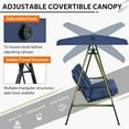 thumbnail image 4 of AECOJOY 2 Persons Outdoor Patio Canopy Steel Porch Swing Chair with Cover, Dark Blue, 4 of 9