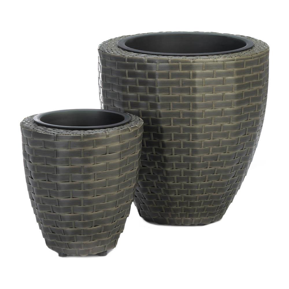 Interior Monterey Wicker Round Planters