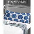 thumbnail image 5 of Dahlia Flower Body Pillow Covers, Farmhouse Botanical Blue Grey Floral Soft Bed Throw Pillowcases Breathable Cooling Long Lumbar Body Pillow Sham Cover for Bed Sofa 20''x54'', 5 of 7
