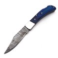 thumbnail image 2 of Custom Handmade Damascus Steel Folding Knife/Pocket Knife SS-17461 (Blue Colored Wood), 2 of 6