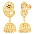 thumbnail image 2 of Efulgenz Indian Jewelry Traditional Gold Tone Peacock Jhumka Jhumki Dangle Earrings Set for Women, Perfect Valentines Day Gifts for Her (Style 1 Gold,Multi), 2 of 6