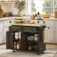 thumbnail image 2 of HOMCOM Modern Rolling Kitchen Island Cart with Spice Rack, Brown Oak, 2 of 8