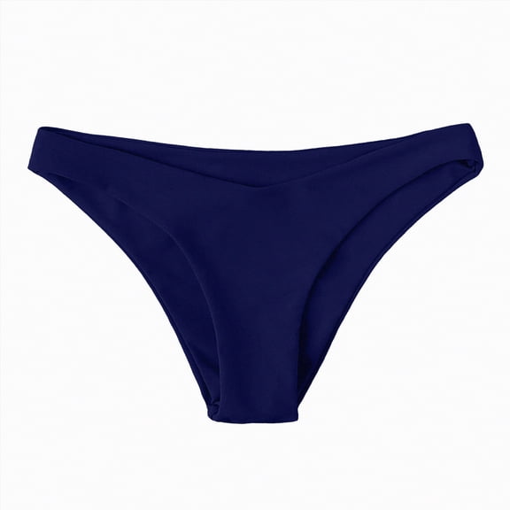 HCNTES Women's Bikini Bottom Cross V Cut Front Swimsuit Full Coverage Bathing Suit Bottoms(Navy,L)