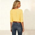 thumbnail image 5 of Bosfbaoi Summer Tops for Women V Neck 3/4 Length Sleeve Womens Tops Casual Loose Fit Gingham Plaid Blouse, 5 of 6