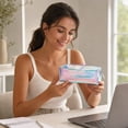 thumbnail image 4 of romoty Holographic Clear Pencil Case, Blue Iridescent Zipper Stationery Pouch Portable Cosmetic Makeup Bag for Desk Office Adults, 4 of 7