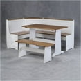 Pemberly Row Breakfast Corner Nook Kitchen Table Set in White