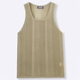 thumbnail image 4 of Bxsruta Men's Knit Mesh Tank Top Breathable Sleeveless Hollow Out Casual Summer Pullover for Daily Wear, 4 of 5