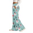 thumbnail image 4 of Women's Fashion Casual Loose Printed Wide-Leg Sports Pants with Christmas Print, Comfortable Home and Outdoor Wear, Elastic Waist with Drawstring for Easy Fit, Turquoise, S, 4 of 7