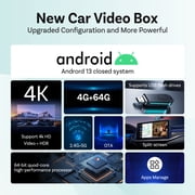 Ottocast E2 OttoAibox Android 13 Smart AI Box Wireless CarPlay Android Auto Car Accessories Video Player with Split-Screen Function