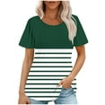 thumbnail image 2 of Lydiaunistar T-Shirt Décontracté à Manches Courtes pour Femmes, Col Rond, Imprimé Floral, Grande Taille, Mélange Polyester Spandex, Confort Quotidien, Lavable en Machine, Vert, 2 of 5