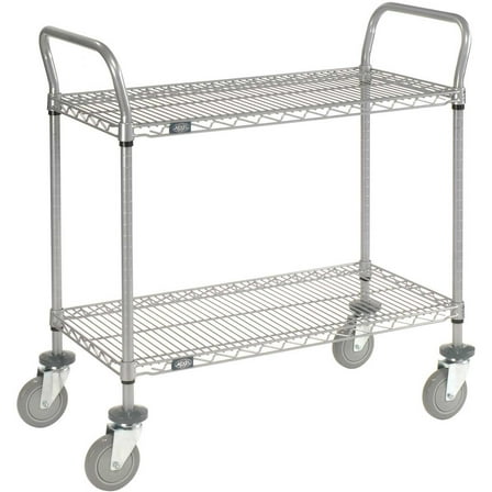 Global Industrial 2448P2EP Nexel Utility Cart with 2 Shelves & Poly Casters - 48 x 24 x 39 in. - 1200 lbs