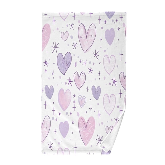 Pure Cotton Face Towel 16x28 Inches Hand Towel Bath Towel Hand Bath Towels Soft Good Water Absorption for Washing Face Wiping Face Purple Heart