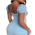 thumbnail image 2 of Robe Courte à Manches Courtes pour Femmes à Encolure Carrée avec Laçage, 2 of 5