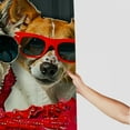 thumbnail image 3 of BCIIG Dogs Sunglasses Blanket Shower Curtain Set with Hooks 100% Polyester 36"x72, 3 of 7