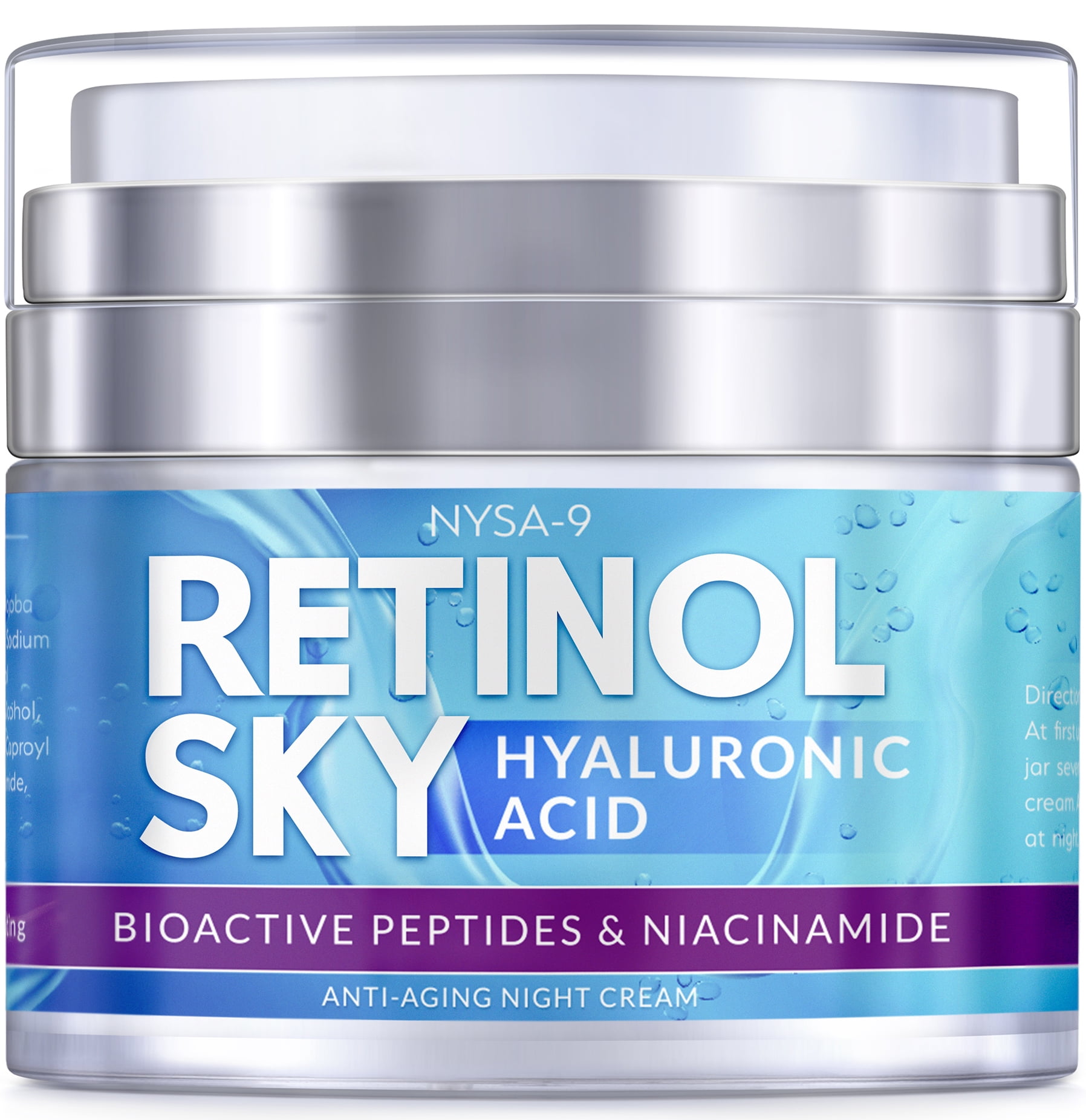 Retinol Sky Anti-Aging Face Night Cream w/ Hyaluronic Acid, 1.7 oz for Day or Night