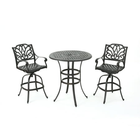 Calandra Outdoor 3 Piece 37 Inch Cast Aluminum Bar Set Bronze