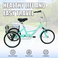 thumbnail image 2 of iRerts Folding Adult Tricycles 20" Wheel, Single Speed Cruiser Bicycles Bike with Shopping Basket, Adjustable Seat, Adult Trike Bicycle for Seniors Women Men, 3 Wheeled Bikes for Adults, Teal Blue, 2 of 8