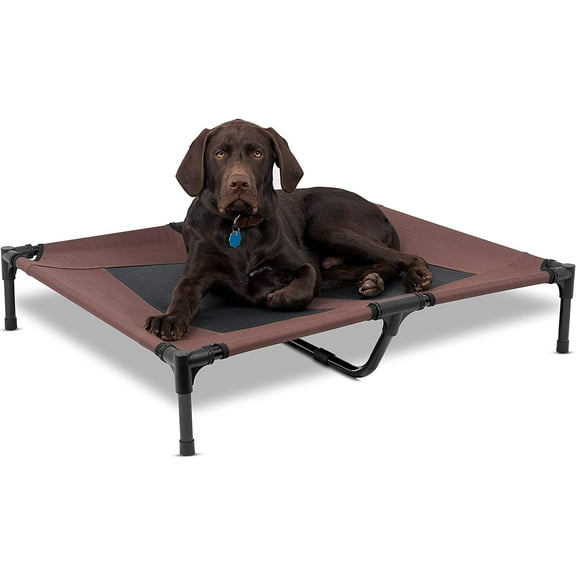 Dog Cot | 36 x 30 | Elevated Dog Bed | Cool Breathable Mesh | Indoor or Outdoor Use | Medium | Brown