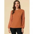 thumbnail image 4 of DARING DIVA Chiffon Semi Sheer Long Sleeves Keyhole Neck Blouse 2XL Orange, 4 of 6