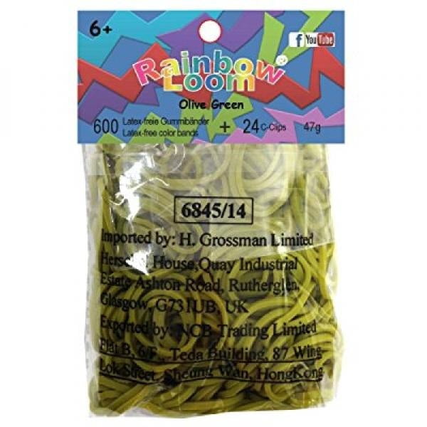 Rainbow Loom Latex Free Rubber Band Bag C-clips Olive Green Twistz Bandz