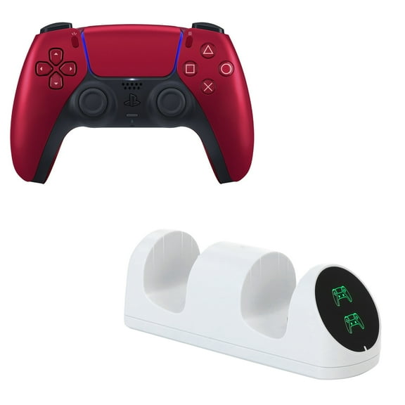DualSense Controller in Volcanic Red with Charging Dock