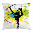 thumbnail image 1 of Gymnastics Throw Pillow Cushion Cover, Dancing Girl with Paint Splashes Colorful Background Contemporary Illustration, Decorative Square Accent Pillow Case, 20 X 20 Inches, Multicolor, by Ambesonne, 1 of 2
