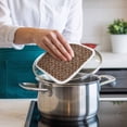 thumbnail image 4 of Brown Geometric Abstract Pot Holders for Kitchen Heatproof Potholder, 4 Pack Contemporary Modern Art Hot Pads Multipurpose Oven Pads Cloth Potholders Trivet for Cooking and Baking, 4 of 8