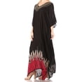 thumbnail image 3 of Sakkas Leonor Women's Boho Casual Long Maxi Caftan Dress Kaftan Cover-up LougeWear - 7-Blackred - One Size, 3 of 5