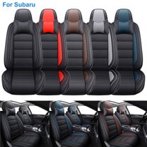 Car Seat Covers for Subaru Forester, Waterproof 5 Seats Full Set PU Leather Auto Seat Cushions Protector with Pillow for Outback/ WRX/ Tribeca Black Blue