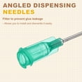 thumbnail image 3 of Uxcell 18Ga Angled Dispensing Needles, 66Pcs 1Inch 45° Curved Industrial Blunt Tip Dispensing Needle Tips with Luer Lock Needle for Refilling Liquid Inks Adhesive Glue Oil, Green, 3 of 6
