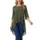 thumbnail image 1 of INSPIRAR CHIC Blusa de Chifón Asimétrica de Cuello Redondo con Mangas de 3/4 y Volantes en Verde Ejército XL, 1 of 6