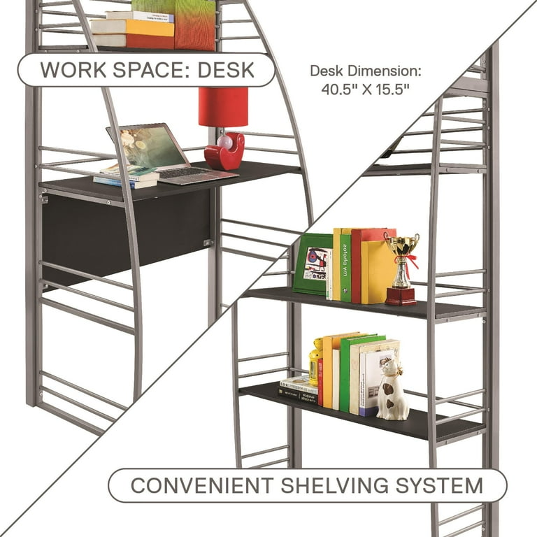 Amazon.com: DHP Studio Loft Bunk Bed Over Desk and Bookcase
