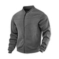 thumbnail image 3 of Men's Sweatshirt Full Zip Up Stand Collar No Hood Casual Jackets with Pockets Long Sleeve Mock Neck Fall Warm Coats, XL, 3 of 10