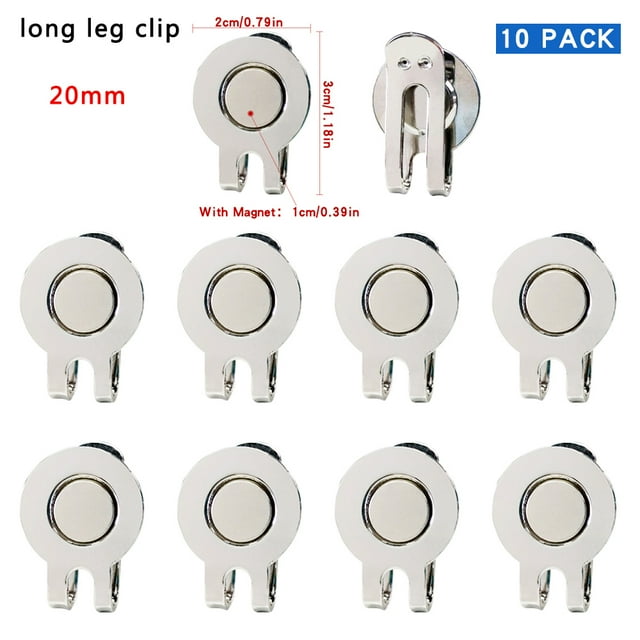 10 pcs Golf Hat Clip Magnetic Metal Golf Cap Clips Golf Accessories For Golf Ball Mark Marker Drop Ship Long Leg Silver