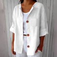 thumbnail image 2 of ManxiVoo Cozy Pocket Detail Sweatshirt for Women Three Quarter Sleeve Linen Blend Top Relaxed Lounge Wear S Size White, 2 of 4